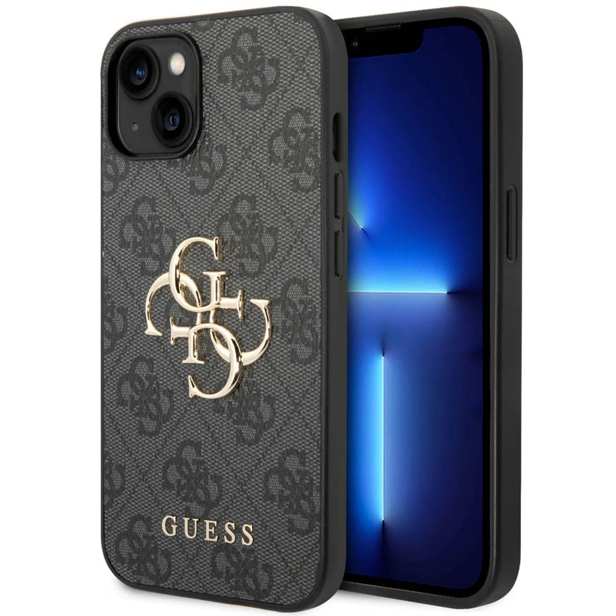 Guess Backcover Guess 4G Metal Logo Back Cover Apple iPhone 15 - Grau