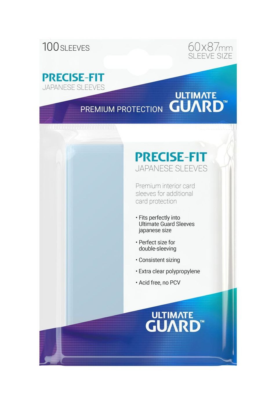 Ultimate Guard Sammelkarte 100 Precise-Fit Sleeves Japanische Größe (60x87mm) - transparent