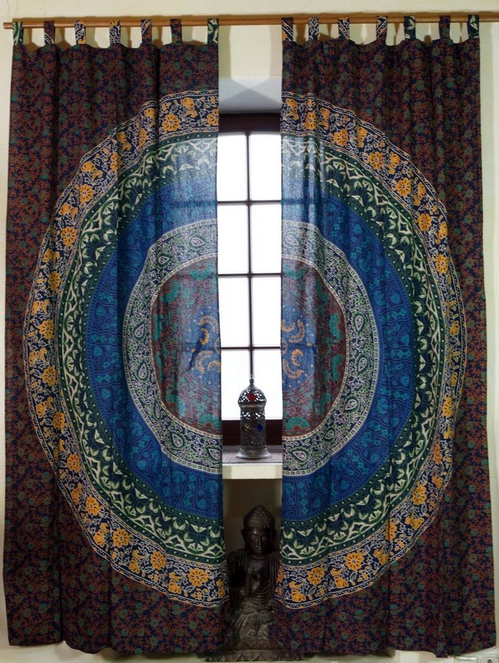 Vorhang Boho Vorhänge, Gardine (1 Paar) mit Schlaufen,.., Guru-Shop