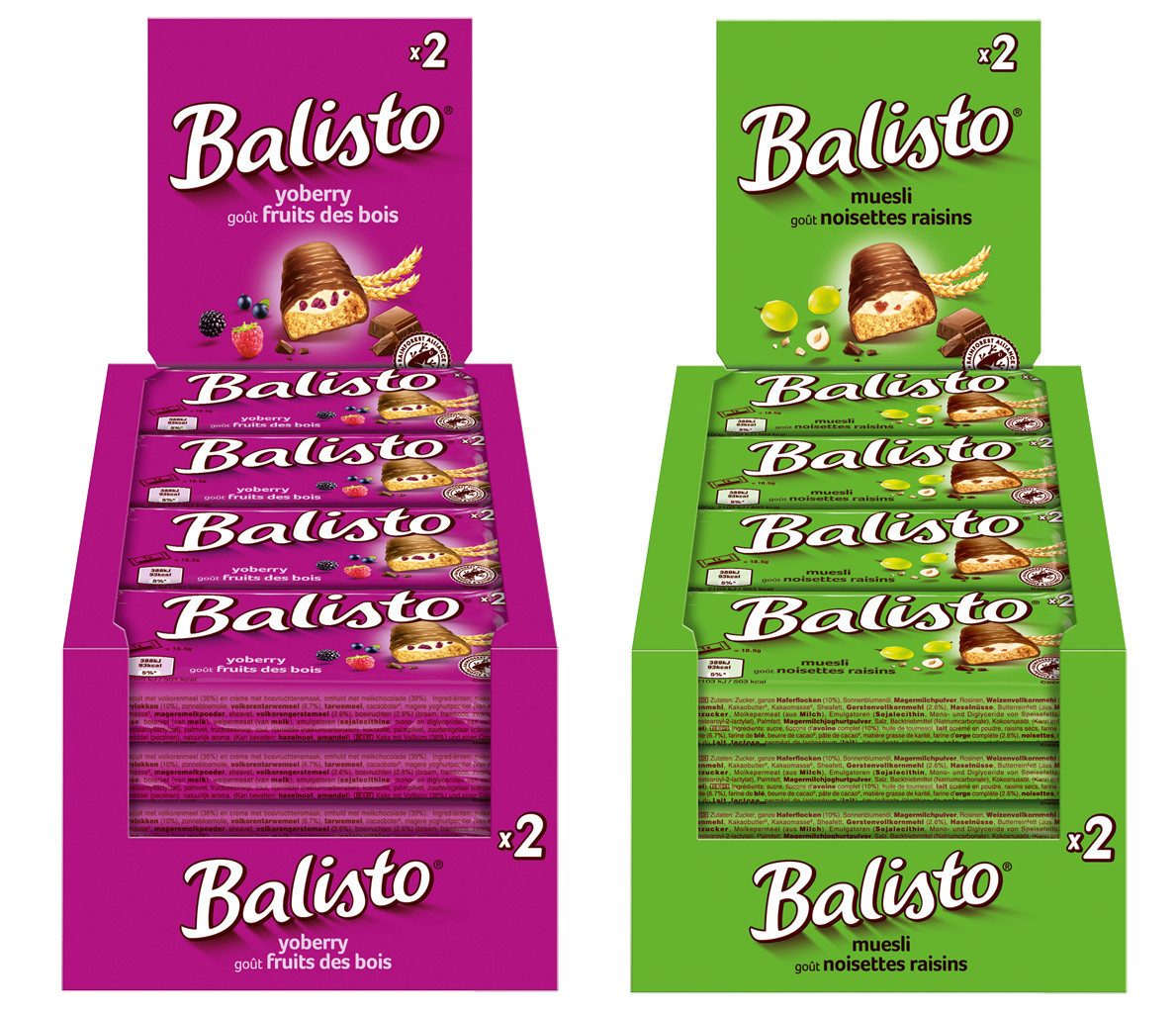 Mars GmbH Süßigkeit Balisto Riegel Yoberry & Müsli 2x20x37g, Schokoriegel, Balisto, Schokolade, Riegel