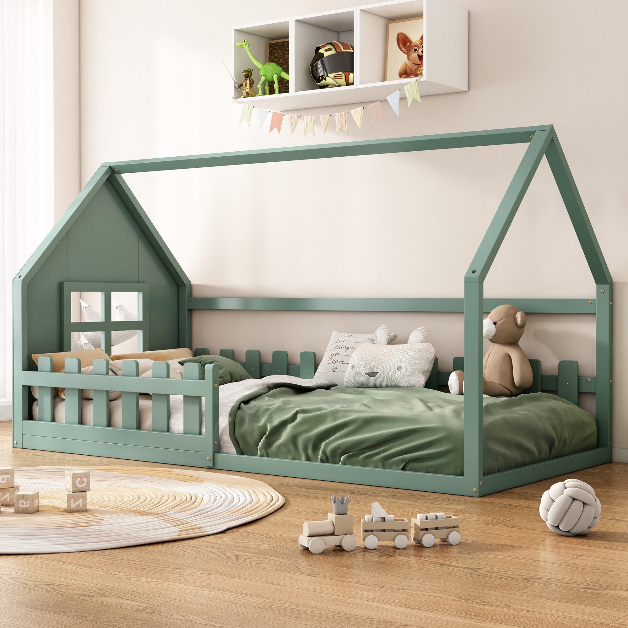 HAUSS SPOLE Kinderbett 90x200cm mit Zäune günstig online kaufen