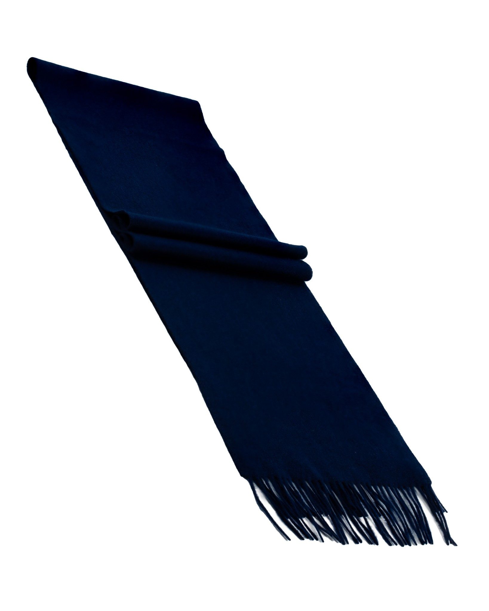 MayTree Kaschmirschal Unisex, 180 x 30cm, mit Fransen, einfarbig Marineblau, (Stück, 1-St), 100% Kaschmir