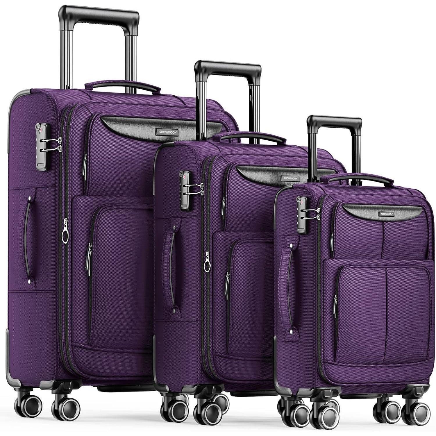 LuxusKollektion Kofferset Kofferset 3-Teilig Reisekoffer Handgepäck TSA-Schloss Weichschale 4