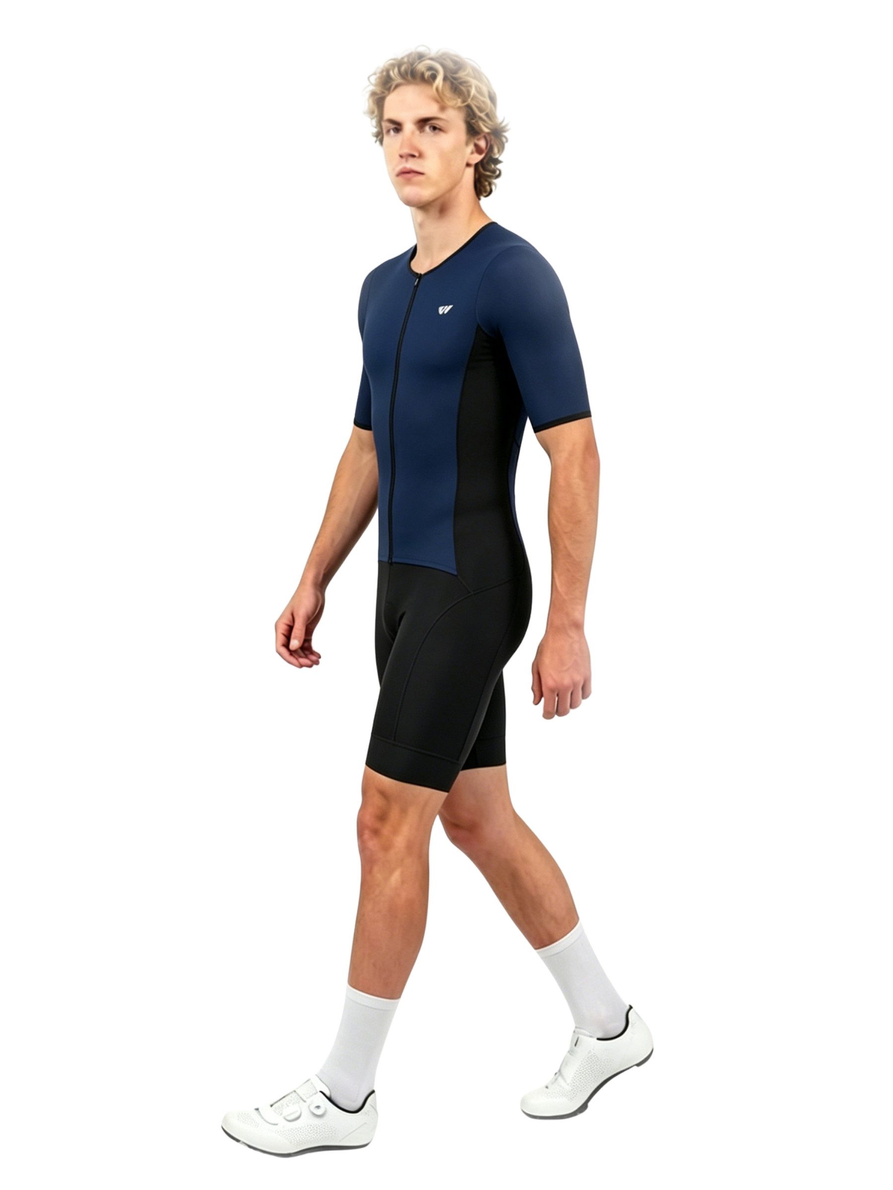 Wulibike Trainingsanzug Herren-Triathlonanzug Kurzarm Einteiler mit Sitzpolster, atmungsaktiv (Einteilig, 1-tlg), aerodynamischer Trainingsanzug für Radsport Laufen Schwimmen