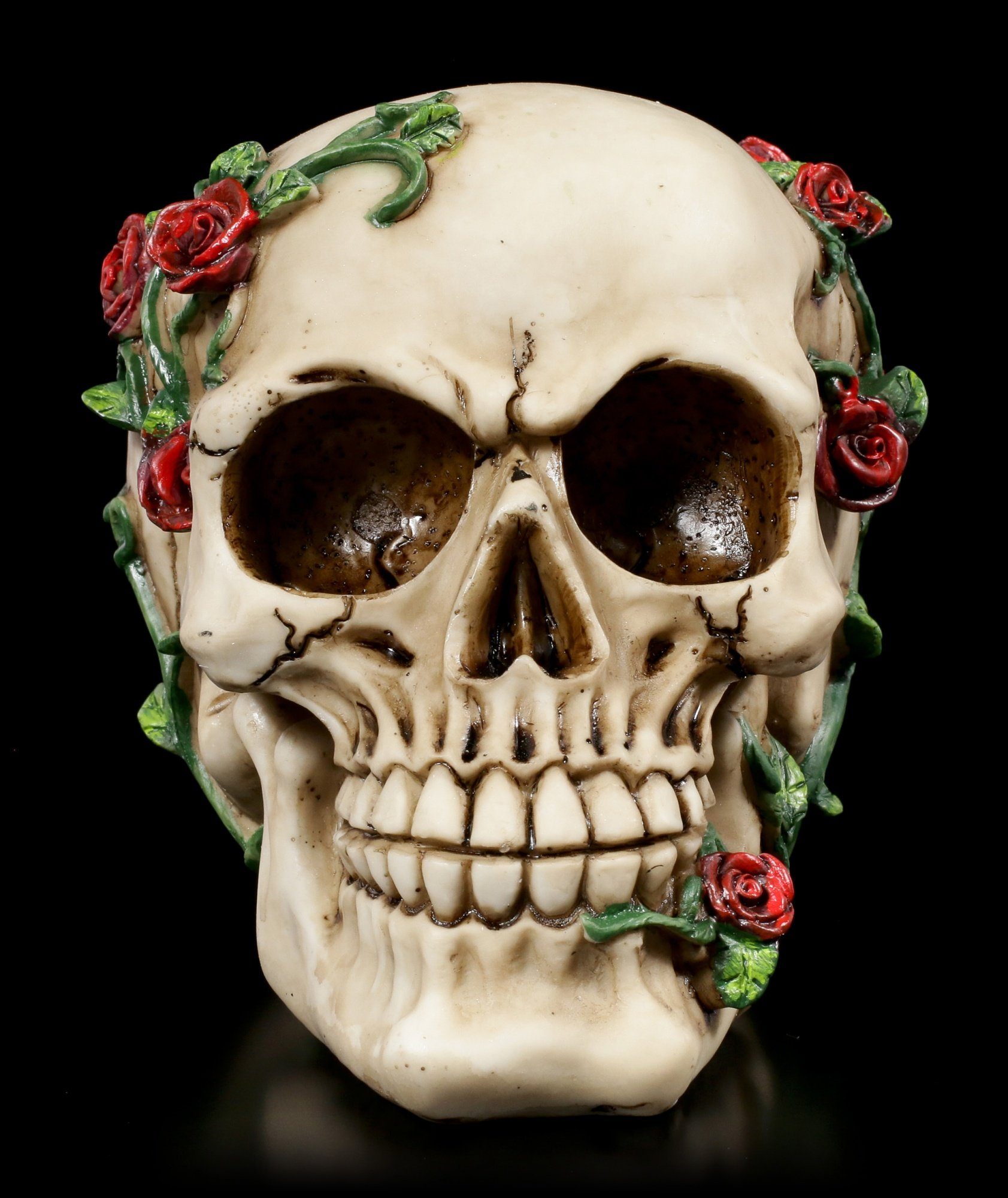 Figuren Shop GmbH Dekofigur Totenkopf mit Rosen - Rose From Beyond - Gothic Deko