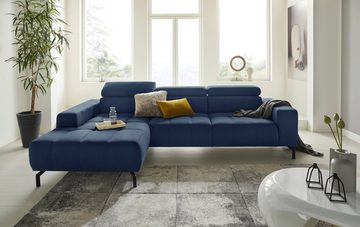 DOMO collection Ecksofa Cunelli L-Form, wahlweise inklusive 6-fach verstellbarer Kopfteilverstellung