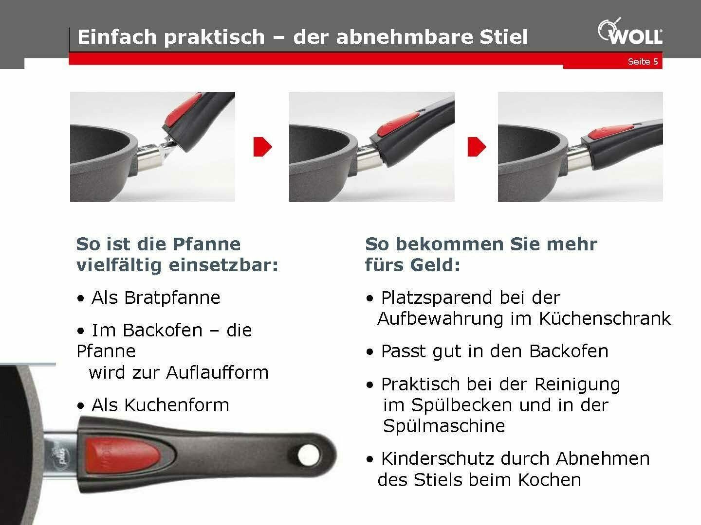 WOLL Servierpfanne Woll Gusspfanne Nowo Titanium viereckig abnehmbar alle Herdarten, (Gusspfanne)