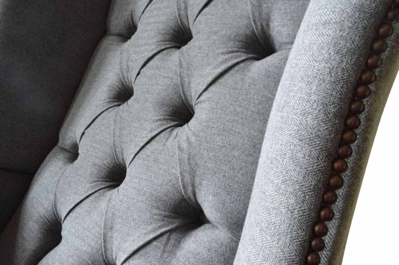 Ohrensessel Polster Grau, Chesterfield Sitzer 1 Made In Sofa Europe JVmoebel Ohrensessel Couch