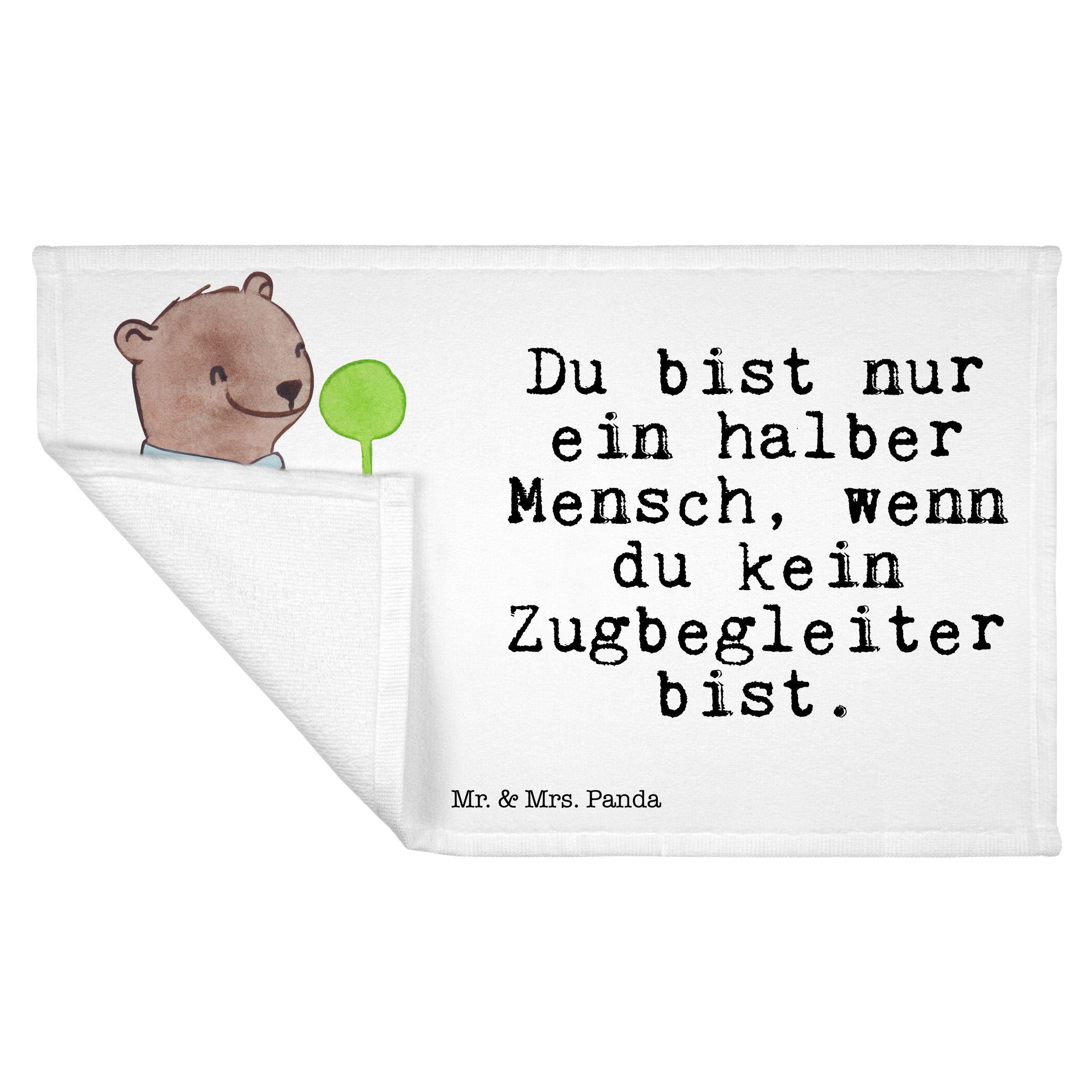 Mrs. Handtuch - Mr. Weiß Zugbegleiter Panda mit Herz Geschenk, & Fir, - Frottier, Reisehandtuch, (1-St)