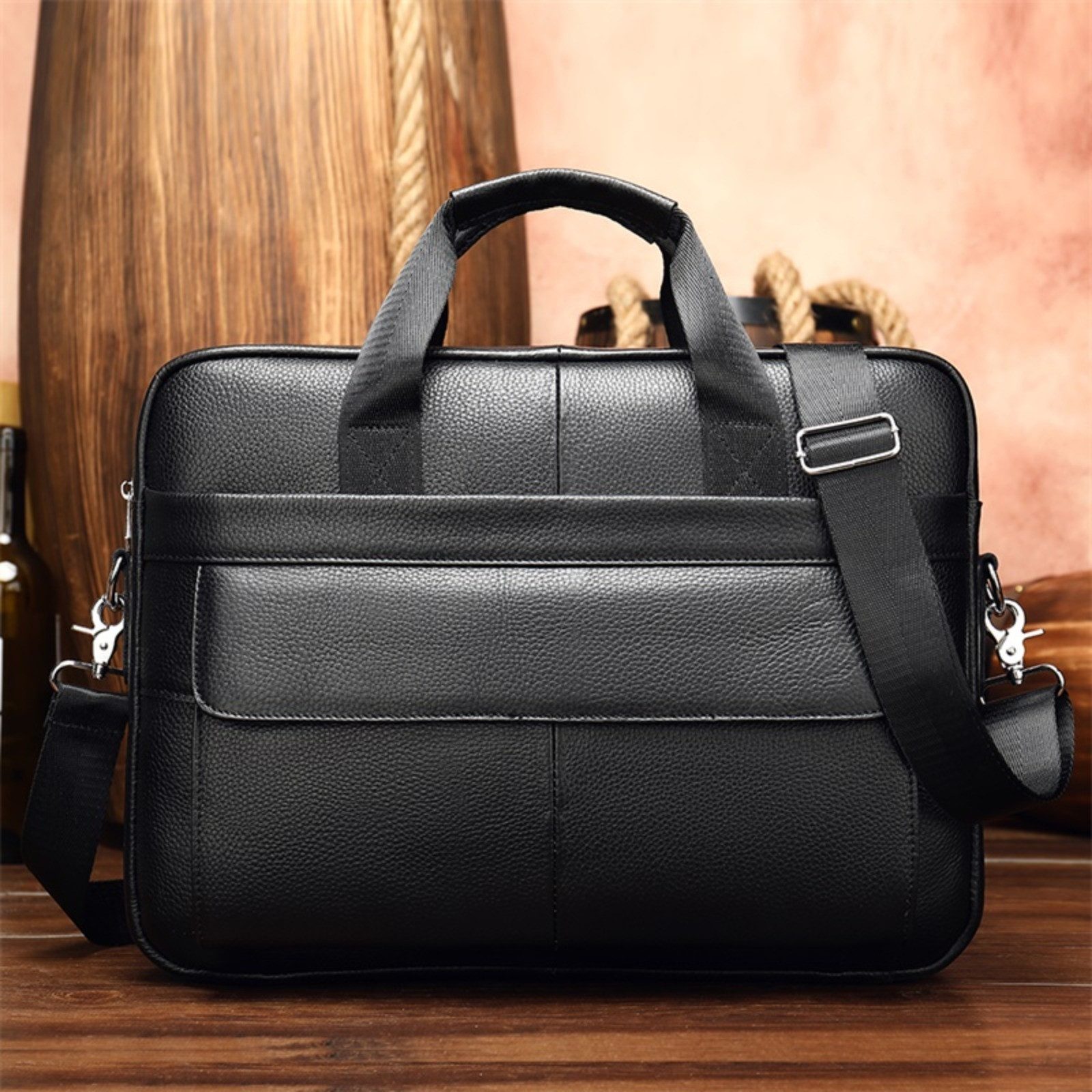 YUBRO-STUDIO Aktentasche Herren Leder Schwarz Laptop Tasche Große Kapazität günstig online kaufen