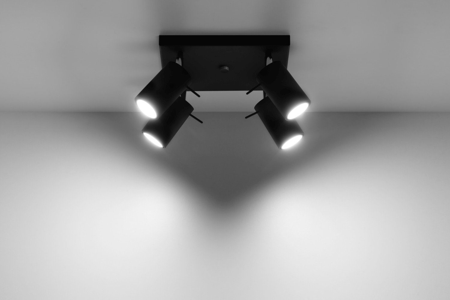 Licht-Erlebnisse Deckenstrahler Innenleuchte Leuchtmittel, Schwarz ohne 4er Flur Aufbauspot ETNA, Küchenlampe modern Spot Lampe