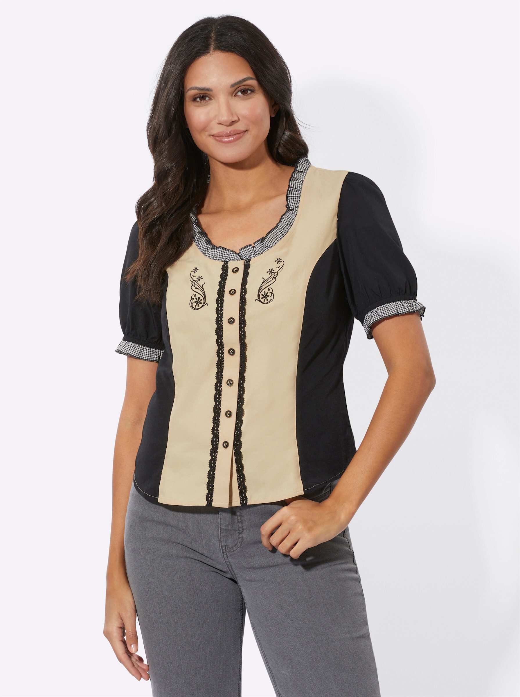 Sieh an! Klassische Bluse Trachtenbluse . günstig online kaufen