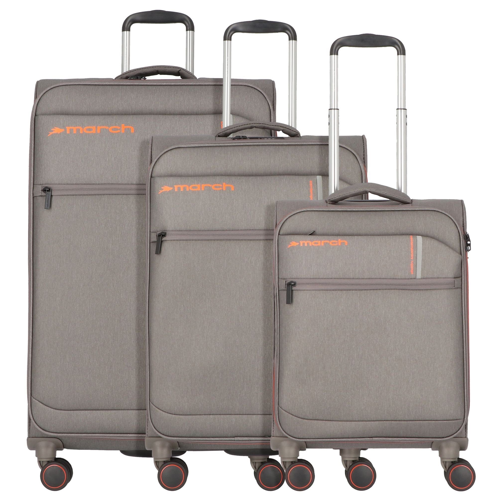 March15 Trading Trolleyset Silhouette, 4 Rollen, (3-teilig, 3 tlg), Polyester dark grey | Trolley-Sets