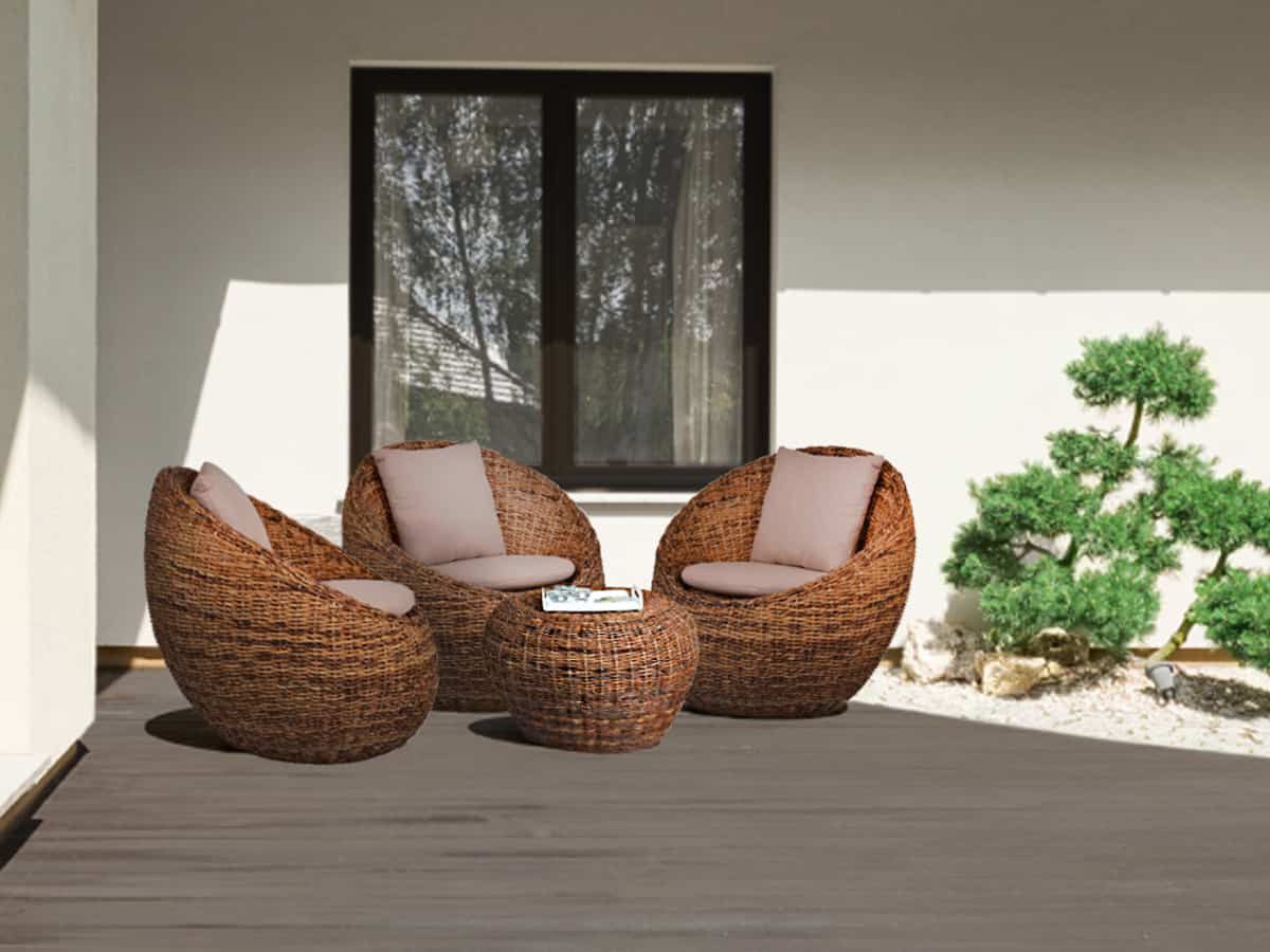 MiaMöbel Couchtisch Rattan, aus Bananenblatt-Geflecht Rattan natur