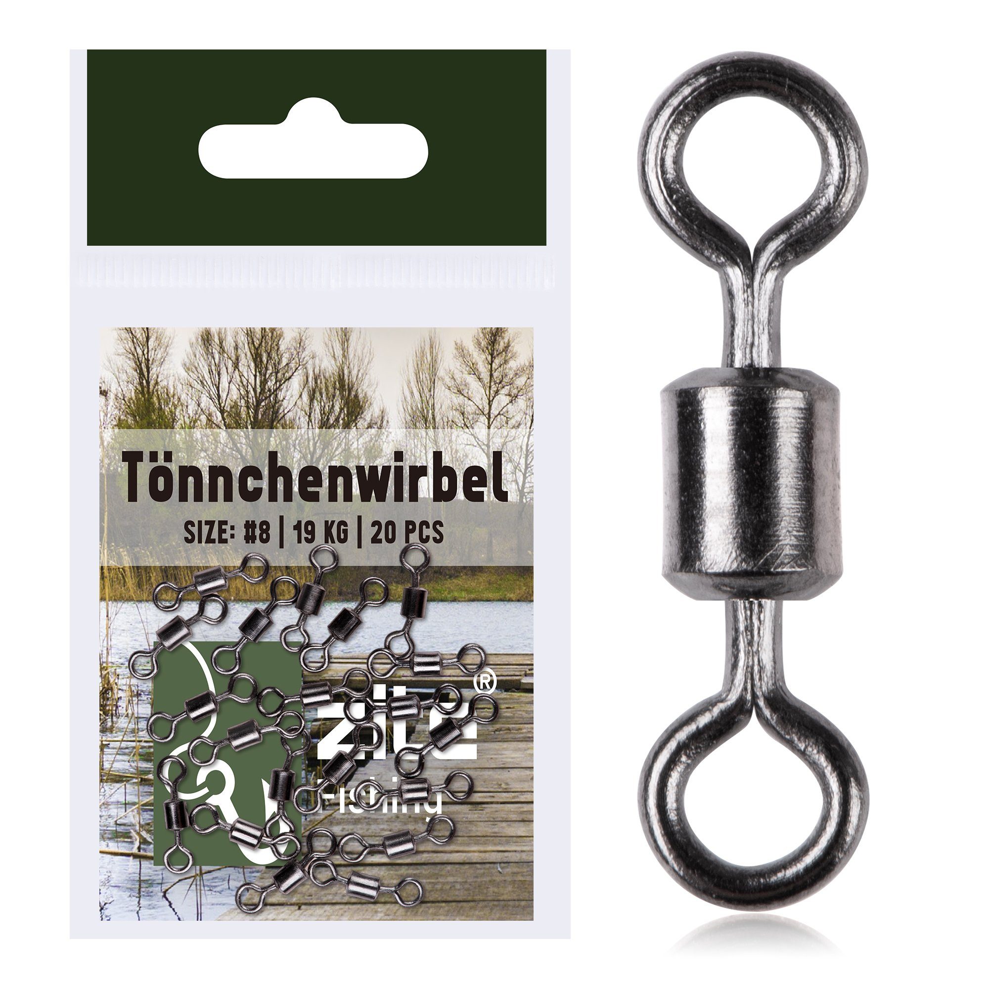 Angelwirbel Tönnchenwirbel Gr. #8 19kg Schnurverbinder mit hoher Tragkraft 20 Stk
