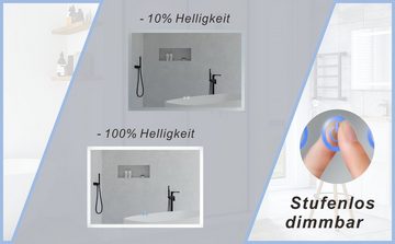 AQUABATOS Badspiegel Badspiegel mit Beleuchtung Badezimmerspiegel LED Licht (Wandspiegel Lichtspiegel), Dimmbar, Kaltweiß 6400K, Touch Schalter, Spiegelheizung