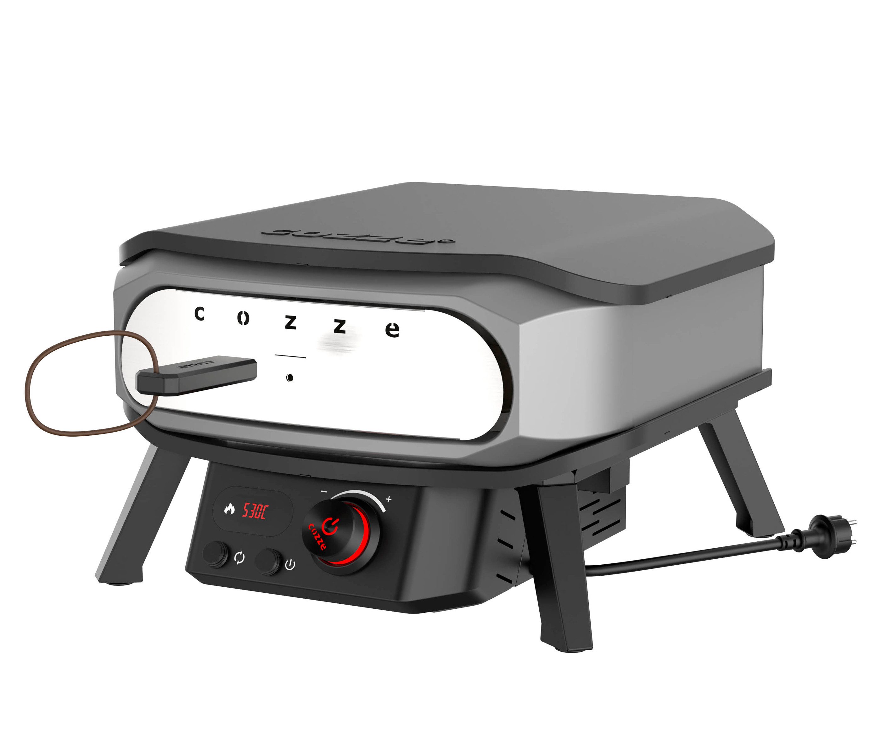 COZZE Pizzaofen Elektrischer Pizzaofen Premium Rotate 13", inkl. Pizzastein, Backtemperatur bis 450°C, Grillfläche 34 x 34 cm, 2200 W, 230 V