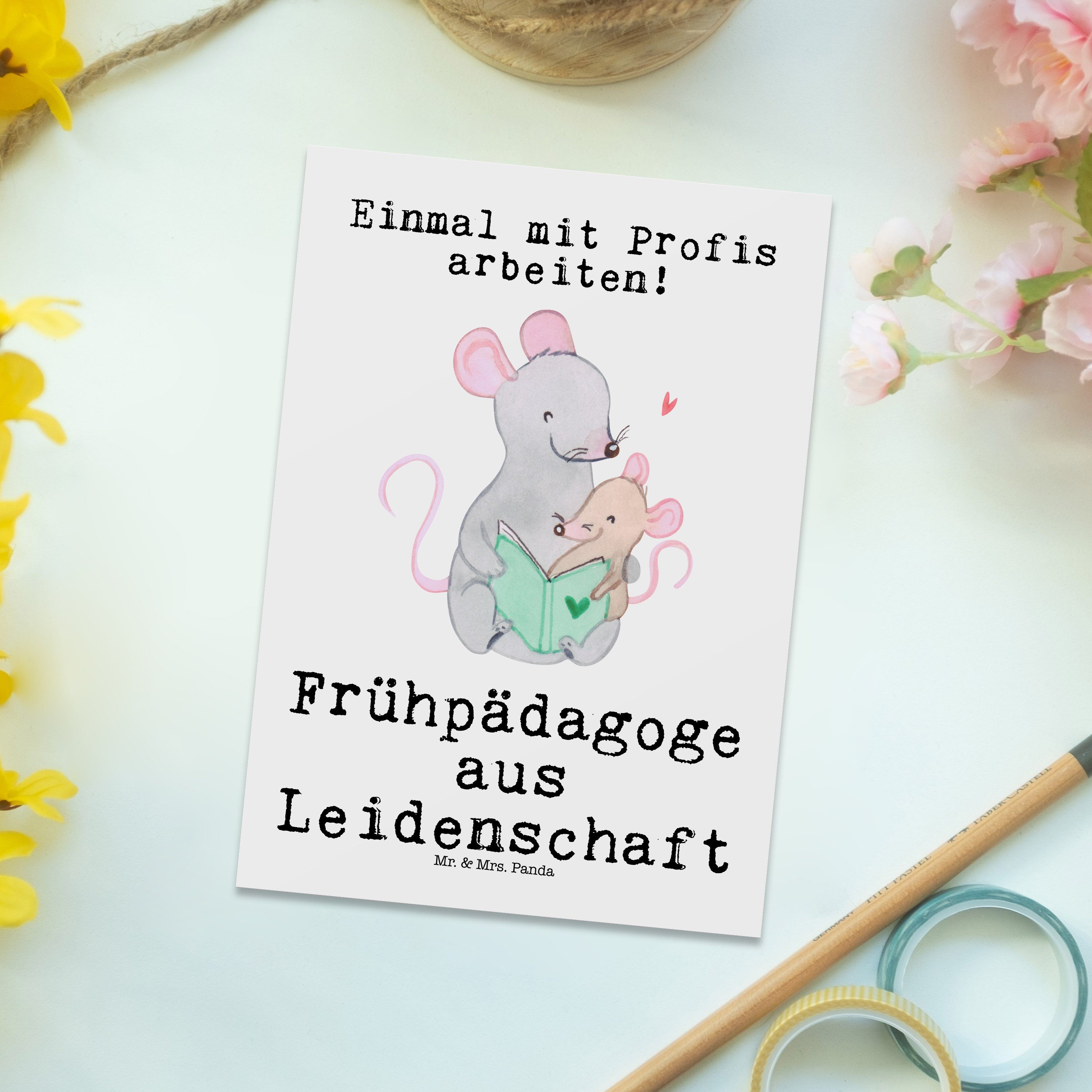 - Mr. & Leidenschaft Frühpädagoge Mrs. Weiß - Panda Geschenk, Firma Postkarte Frühpädagogik, aus