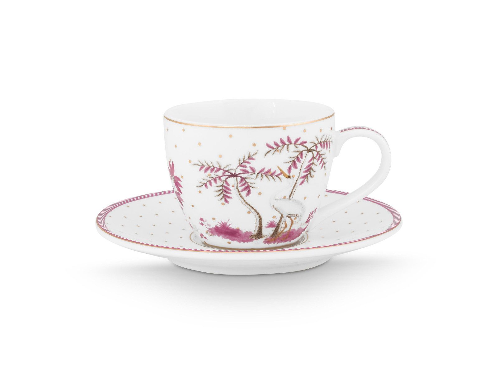 Espressotasse Jolie Dots Gold Pink Espressotasse mit Untertasse 120ml