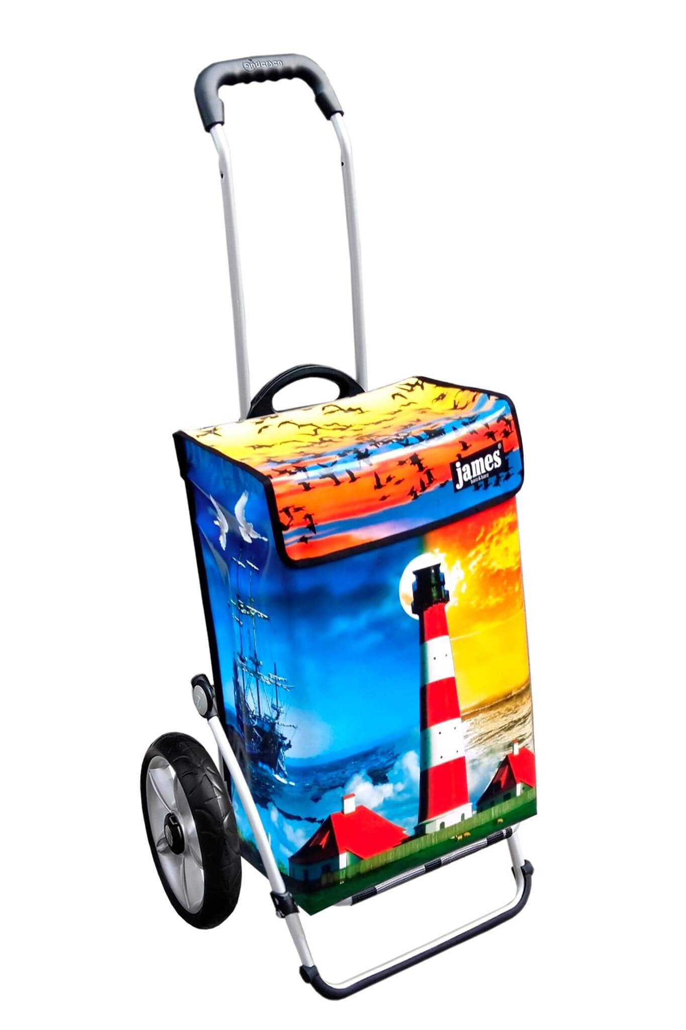 james Einkaufstrolley LIGHTHOUSE - stabiler Einkaufswagen mit individuellem Design, Handmade in Austria - Einkaufsbegleiter mit viel Stauraum - trägt 40kg