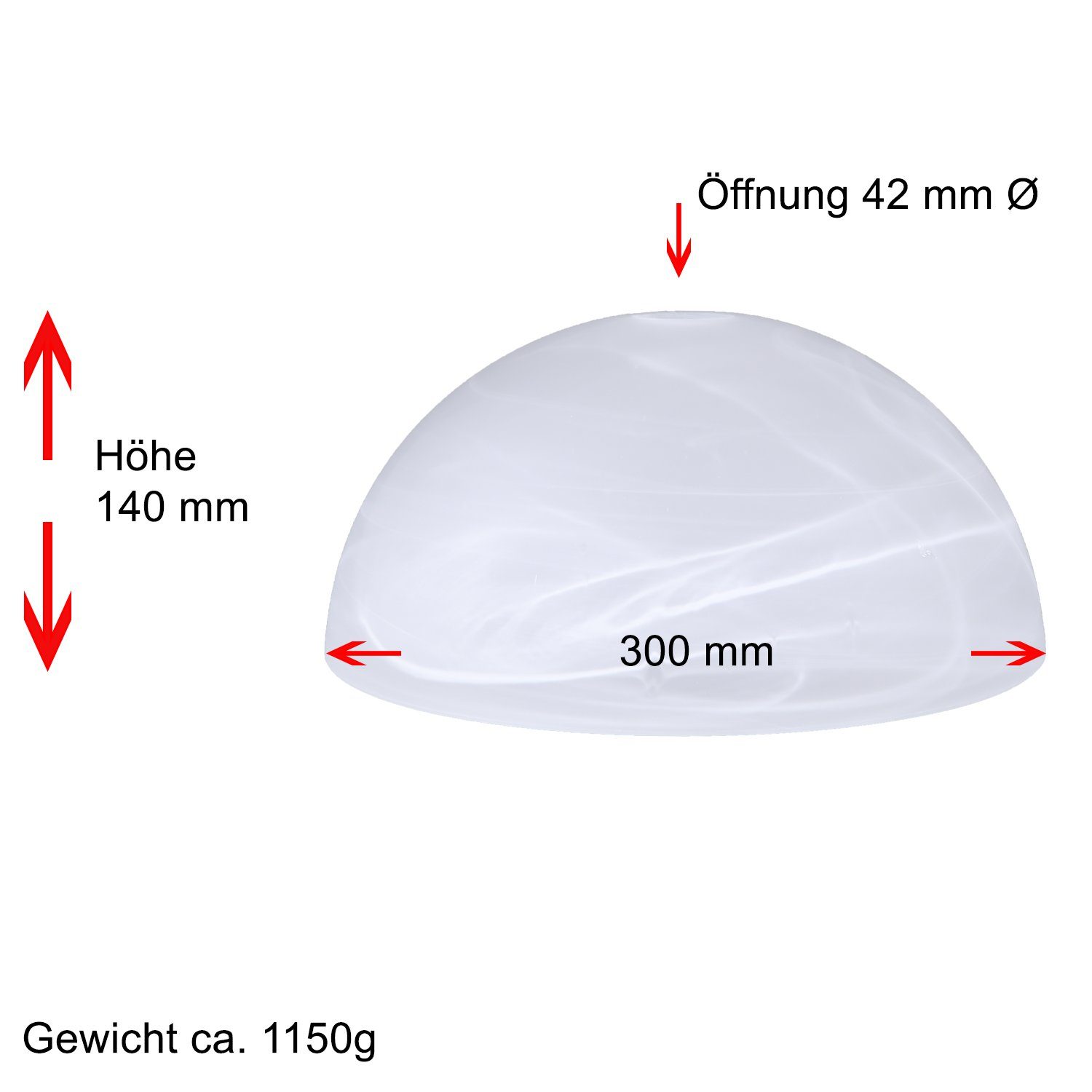 Home4Living Lampenschirm Alabasterglas weiß Ø 300mm Lampenglas Ersatzglas r günstig online kaufen