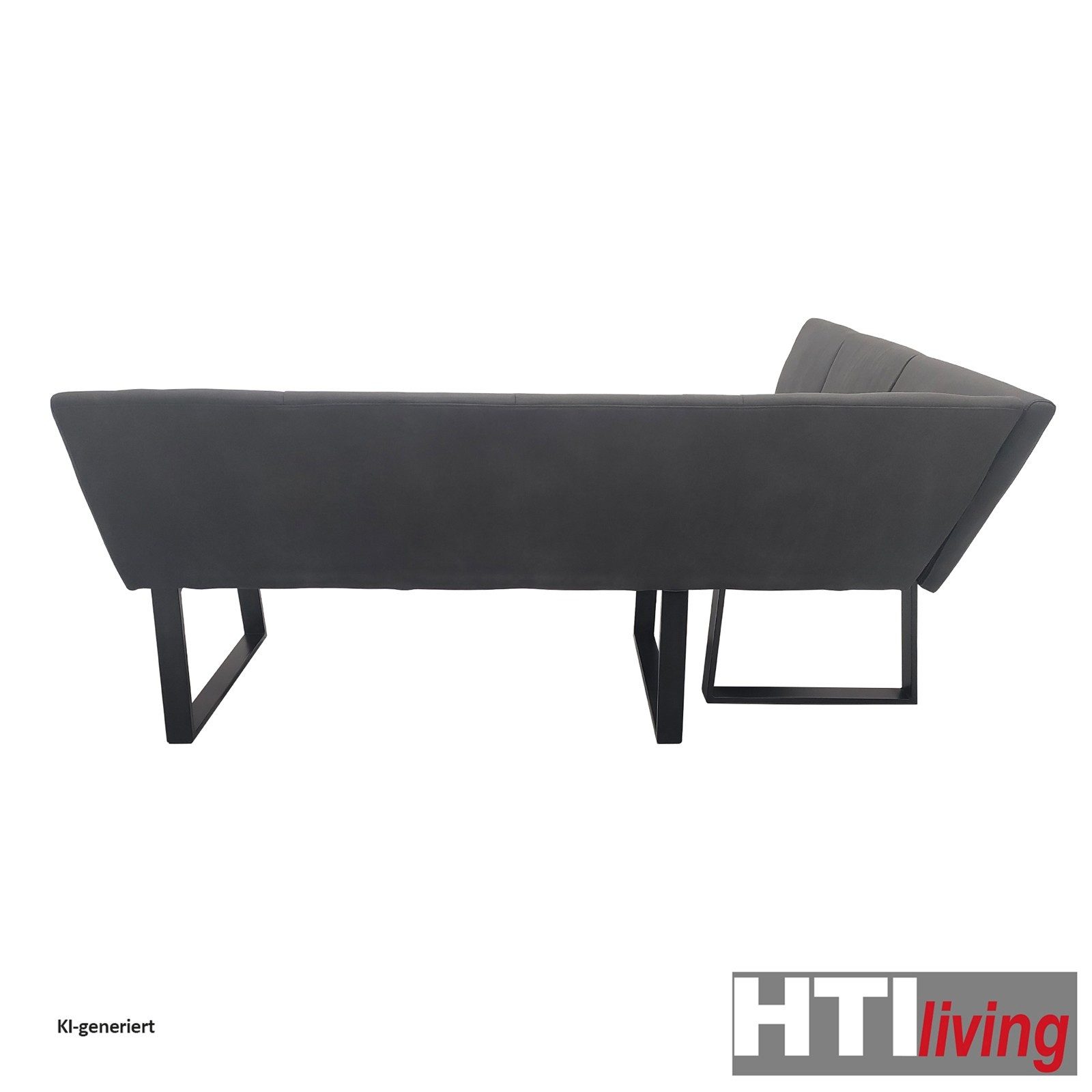 HTI-Living Eckbank Eckbank 152 x 192 cm Schwarz (1 Stück, 1-St., 1 Eckbank), Sitzbank Polsterbank Kunstlederbezug Metallgestell – Bild 5 von 5