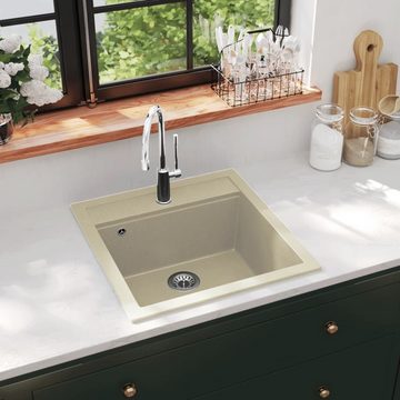 vidaXL Granitspüle Granitspüle Einzelbecken Beige, 51/49 cm