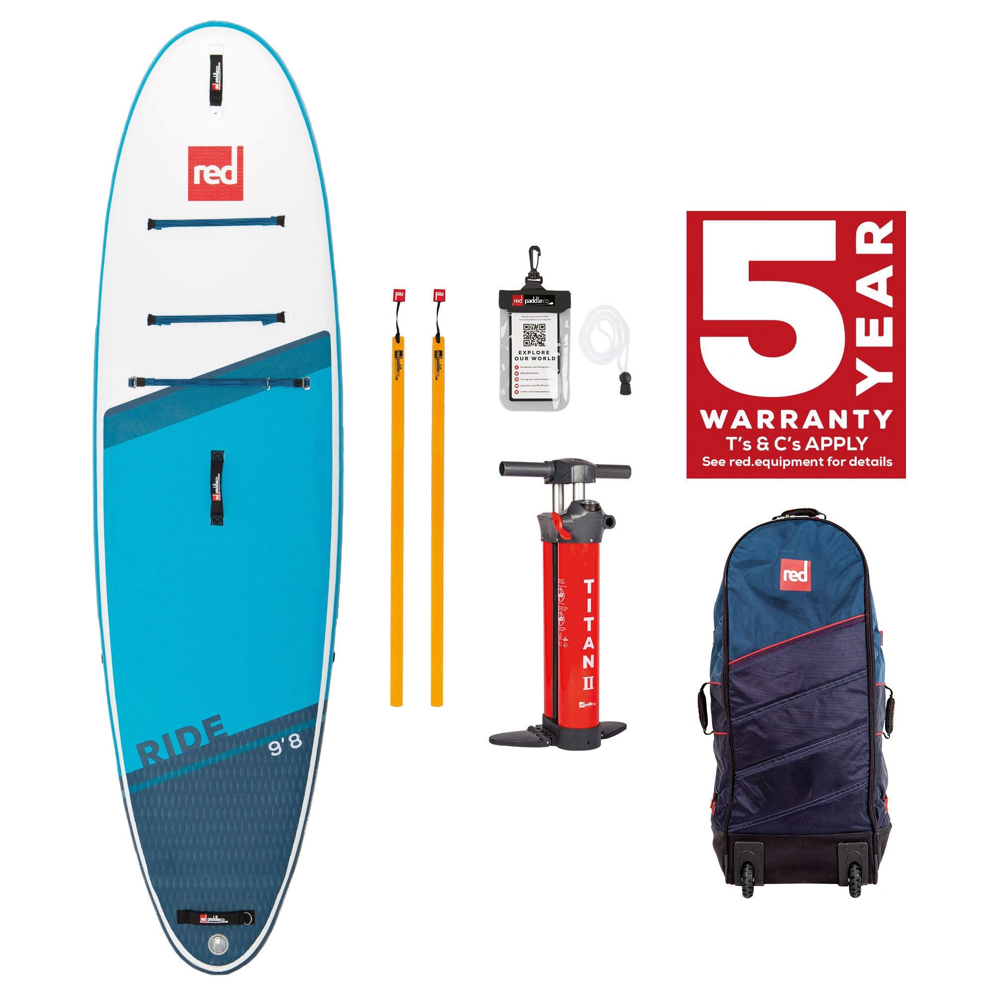 Red Paddle Inflatable SUP-Board RIDE 9'8" Board, ohne Весла, mit Pumpe