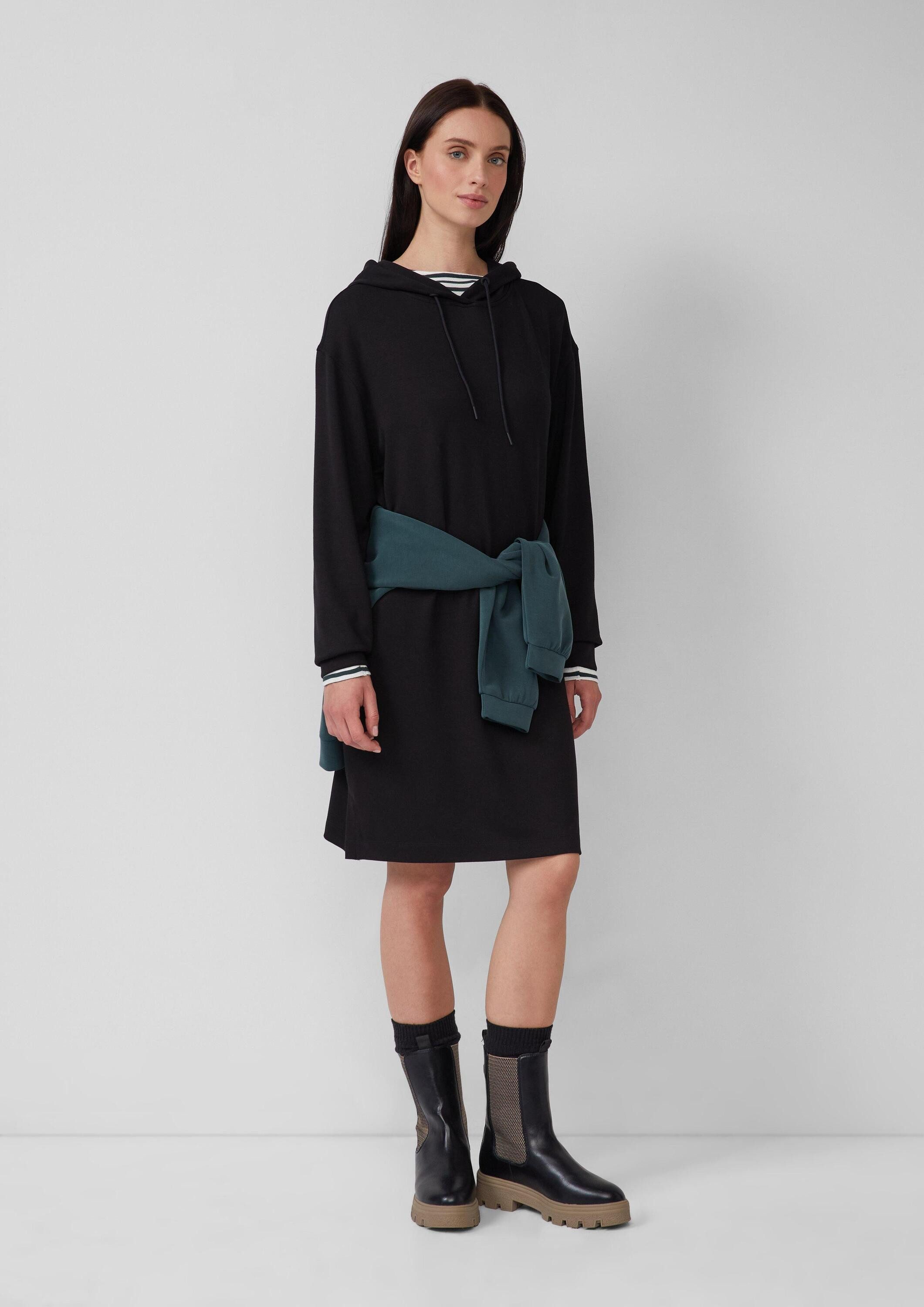 s.Oliver Midikleid Kleid Scuba-Kleid mit Eingrifftaschen und Kapuze