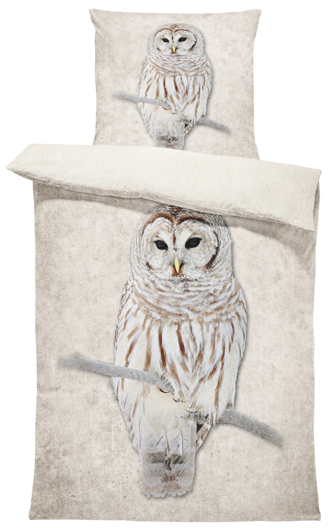 One Home Bettwäsche Dolia, Fleece, 2 teilig, Eule Natur, kuschelig flauschi günstig online kaufen