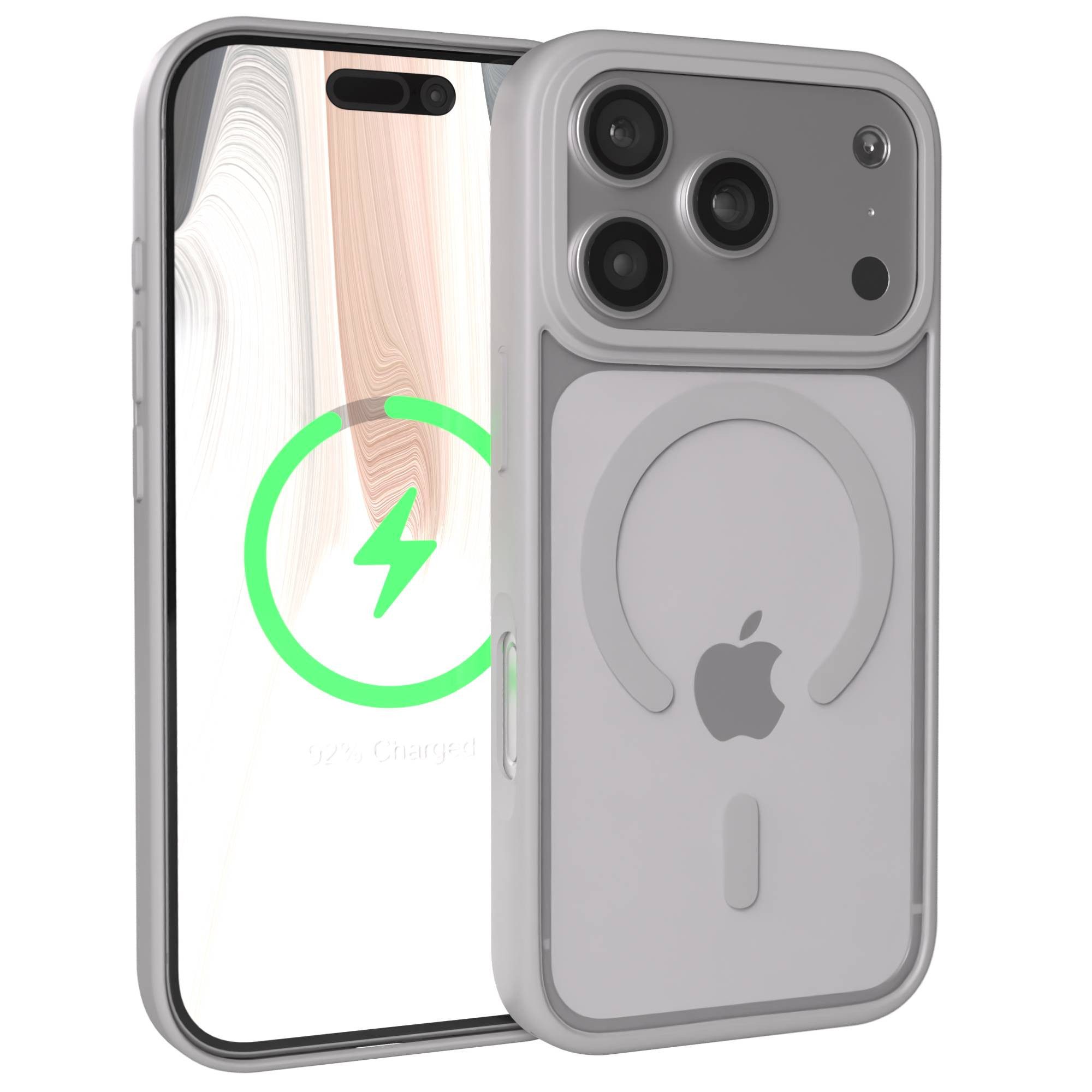 EAZY CASE Handyhülle Outdoor Case MagSafe für Apple iPhone 17 Pro 6,3 Zoll, Schutzhüllle Outdoor Case mit MagSafe stoßfest Backcover modern Grau