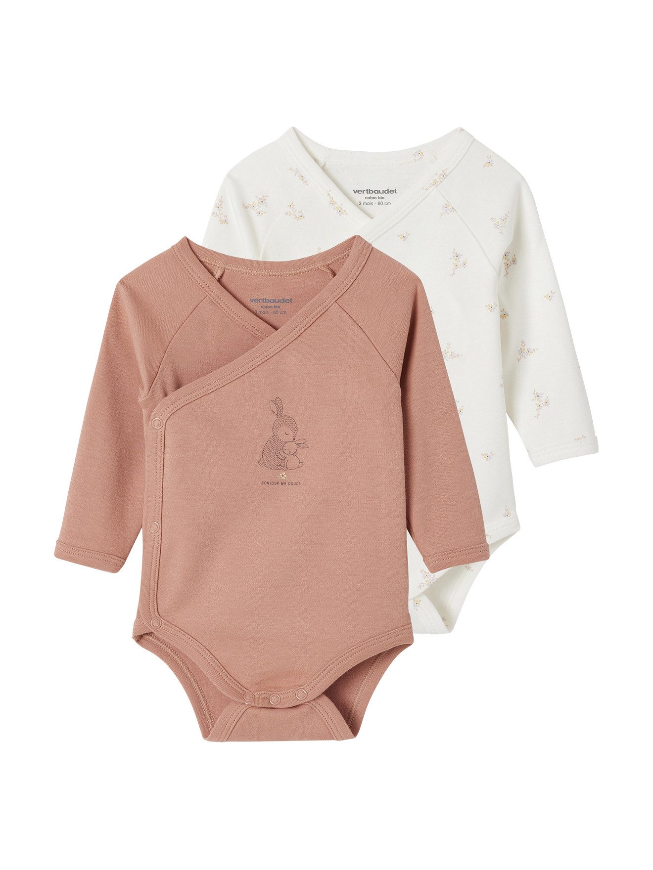Langarmwickelbody 2er-Pack Baby Wickelbodys mit langen Ärmeln