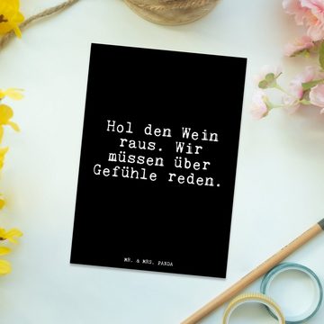 Mr. & Mrs. Panda Postkarte Hol den Wein raus.... - Schwarz - Geschenk, kleine Aufmerksamkeit, Ge