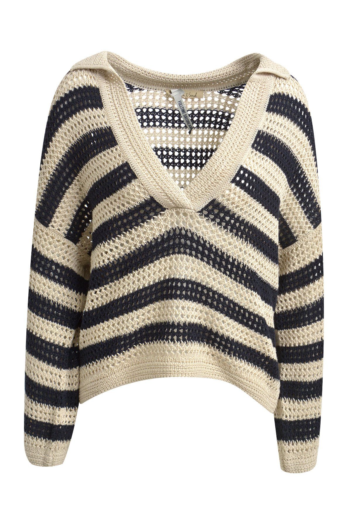 Smith & Soul В'язані светри Striped Crochet Polo Collar Пуловери