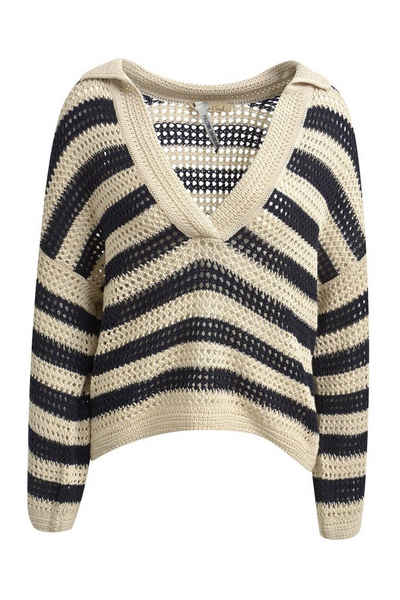 Smith & Soul Strickpullover Striped Crochet Polo Collar Pullover