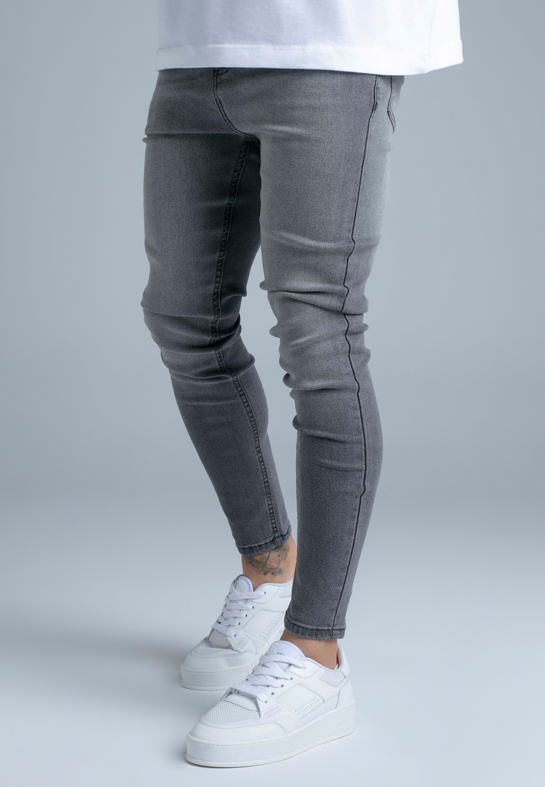Siksilk Regular-fit-Jeans SikSilk Herren Graue Skinny Jeans