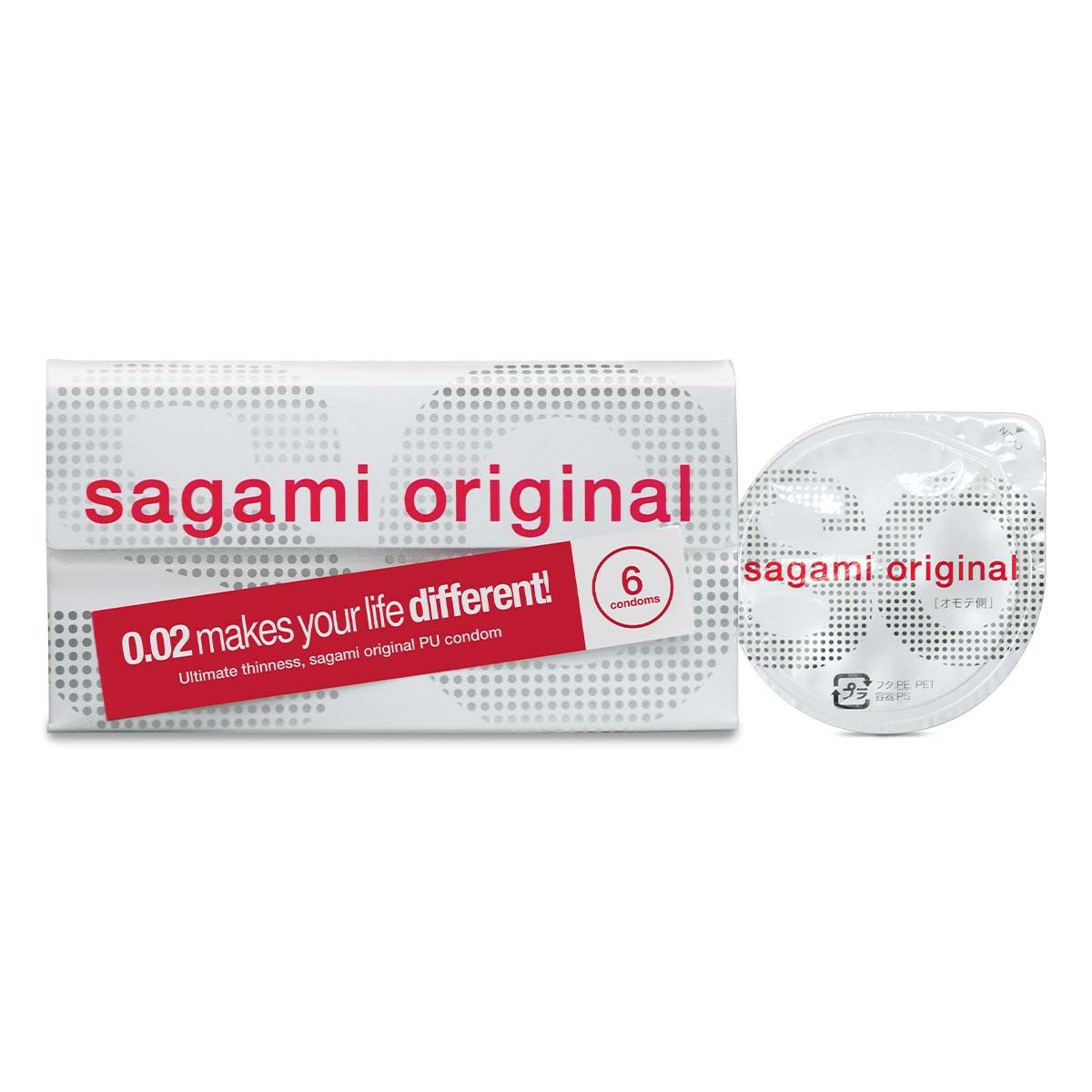 Sagami Einhand-Kondome ultradünne Kondome 0,02mm 6 Stück latexfrei Sagami, 6 St., ultradünn