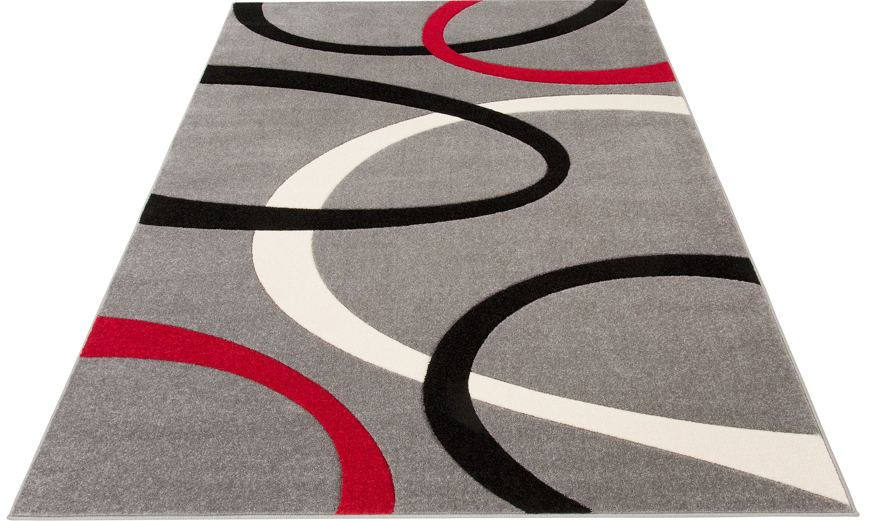 Teppich Bill, rechteckig, mm, home, grau 3D-Design Konturenschnitt, Kurzflor, mit handgearbeitetem Höhe: elegant, 10 my