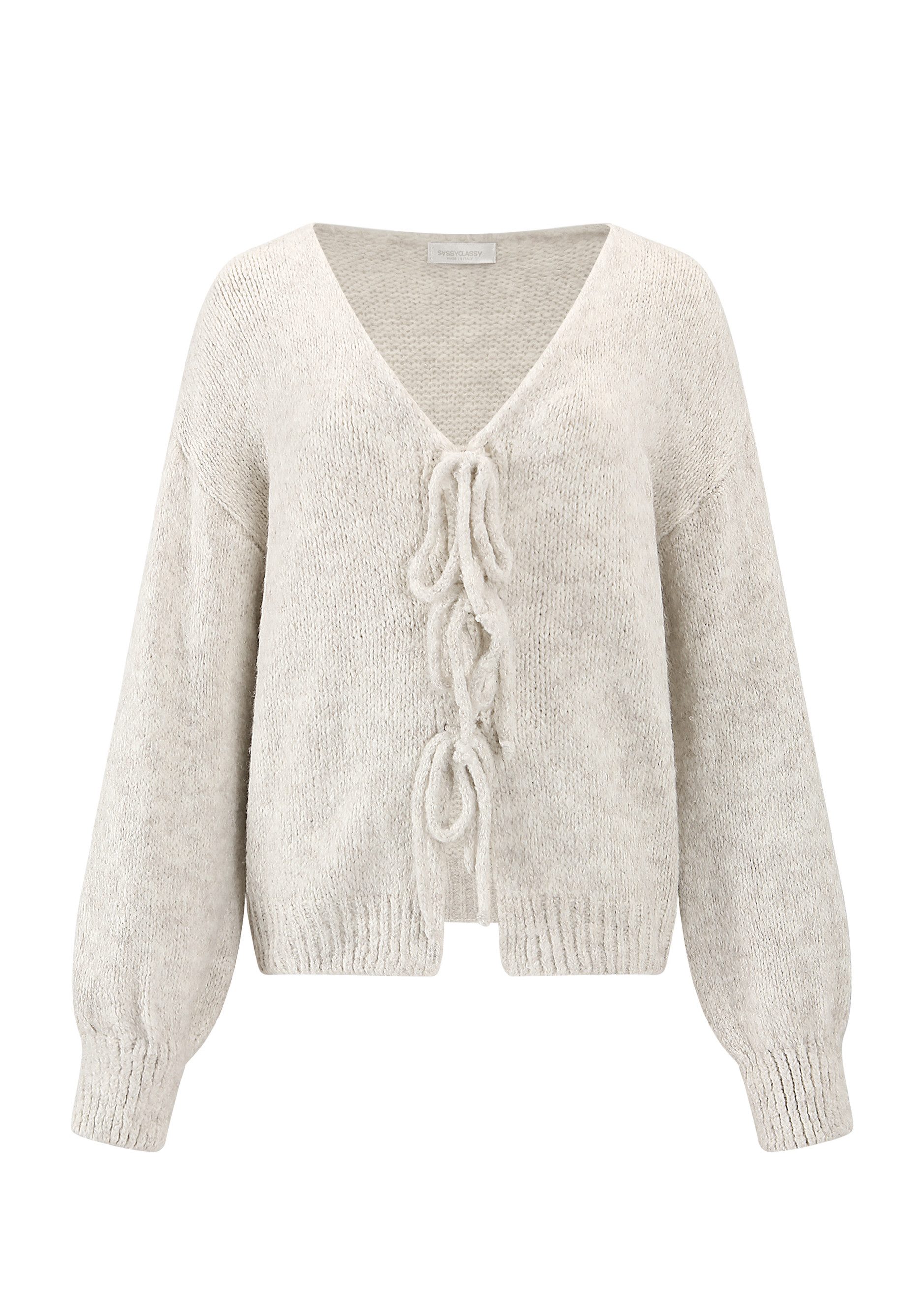 SASSYCLASSY Cardigan Strickjacke Damen mit Schleifenverschluss günstig online kaufen