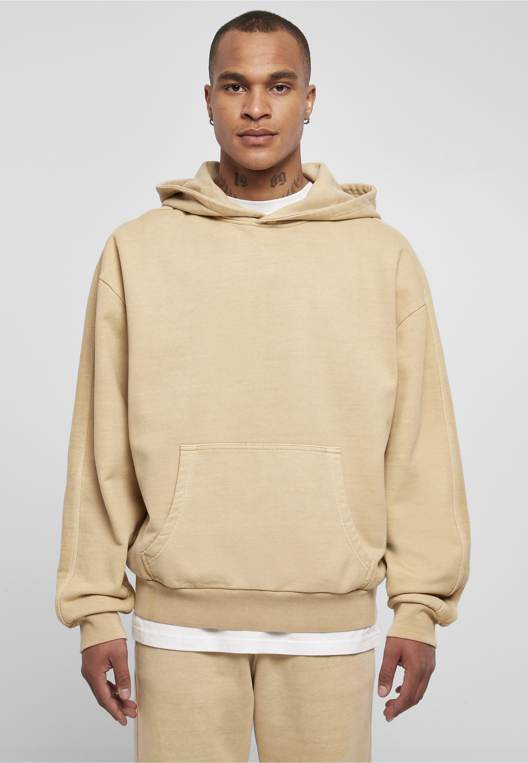 URBAN CLASSICS Rundhalspullover Urban Classics Herren Heavy Terry Garment Dye Hoody (1-tlg)
