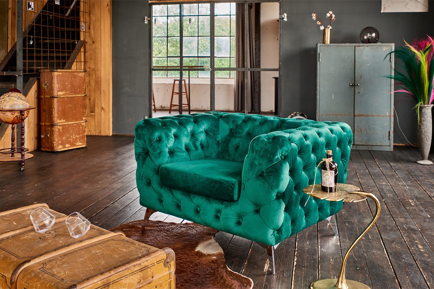 KAWOLA Sessel NARLA, Chesterfield Loungesessel Velvet günstig online kaufen