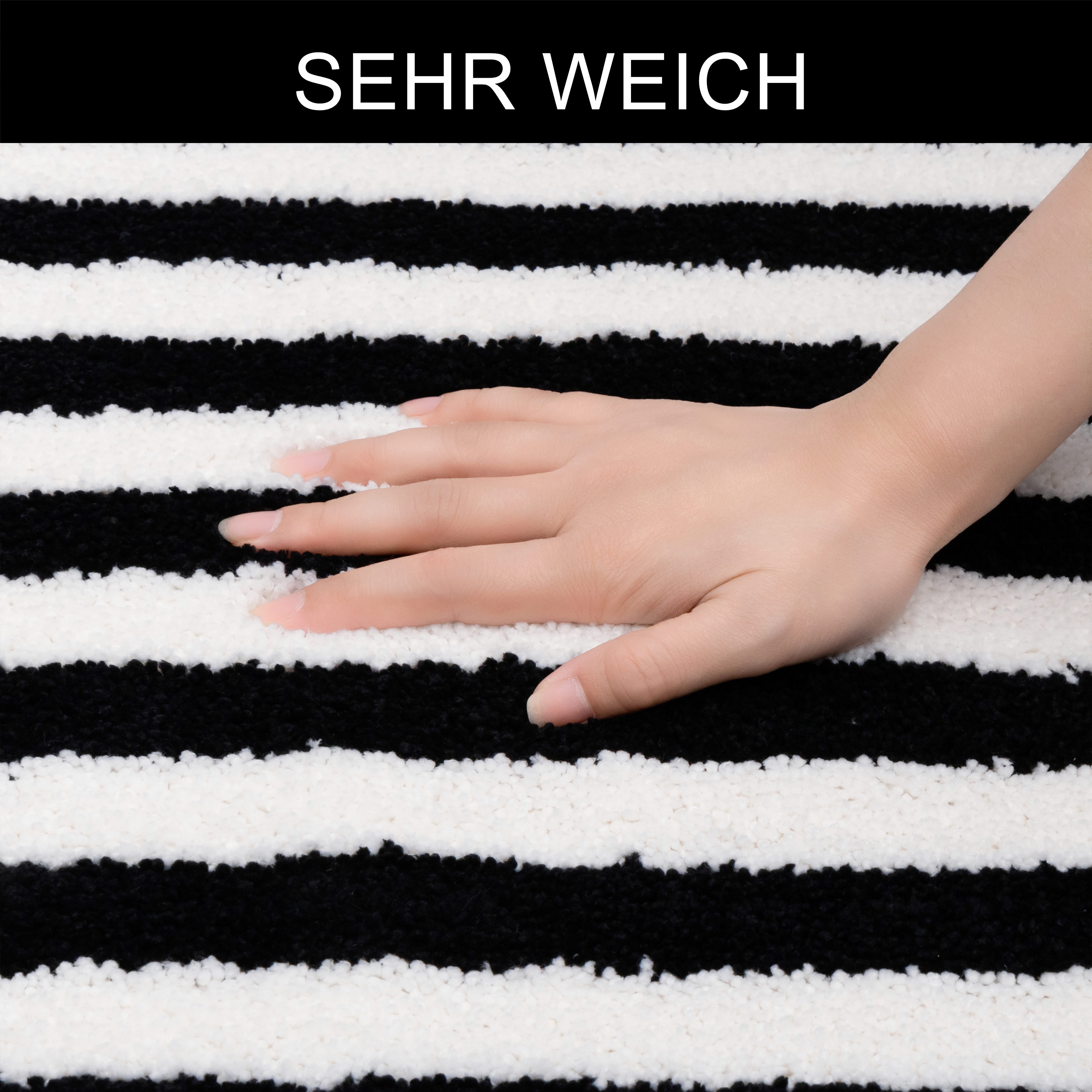 OTTO home Badematte Streifen, Badvorleger, Badezimmer Teppich, Höhe 12 mm, rutschhemmend beschichtet, schnell trocknend, fußbodenheizungsgeeignet, Polyester, rechteckig, Scandi, modern, gestreift, Badteppich, Badematten