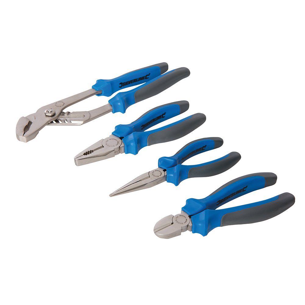Zangenset Profi-Zangen Set 4-teilig Kombizange Spitzzange Seitenschneider Wasser