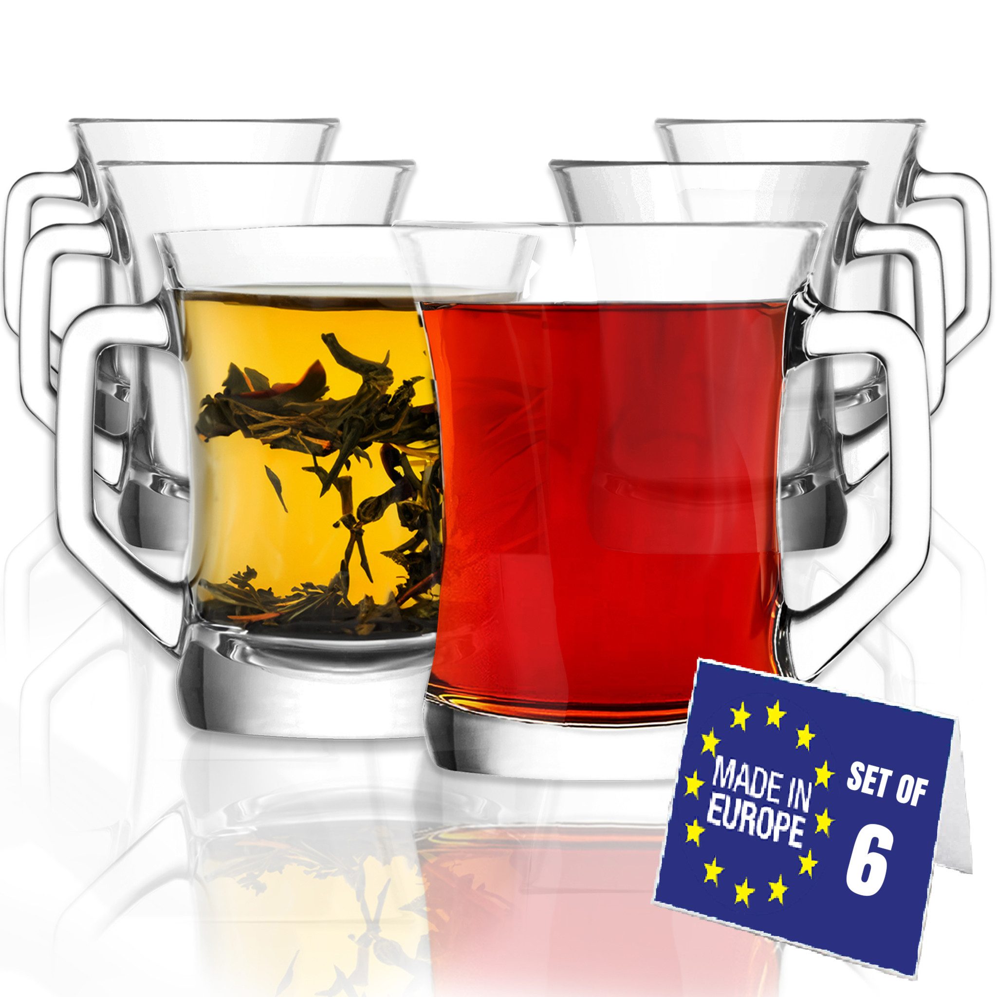 LAV Gläser-Set Zen+ Tassen, 6-tlg., Glas, 6er-Set, 210ml, ideal für Tee, Kaffee, Latte Macchiato