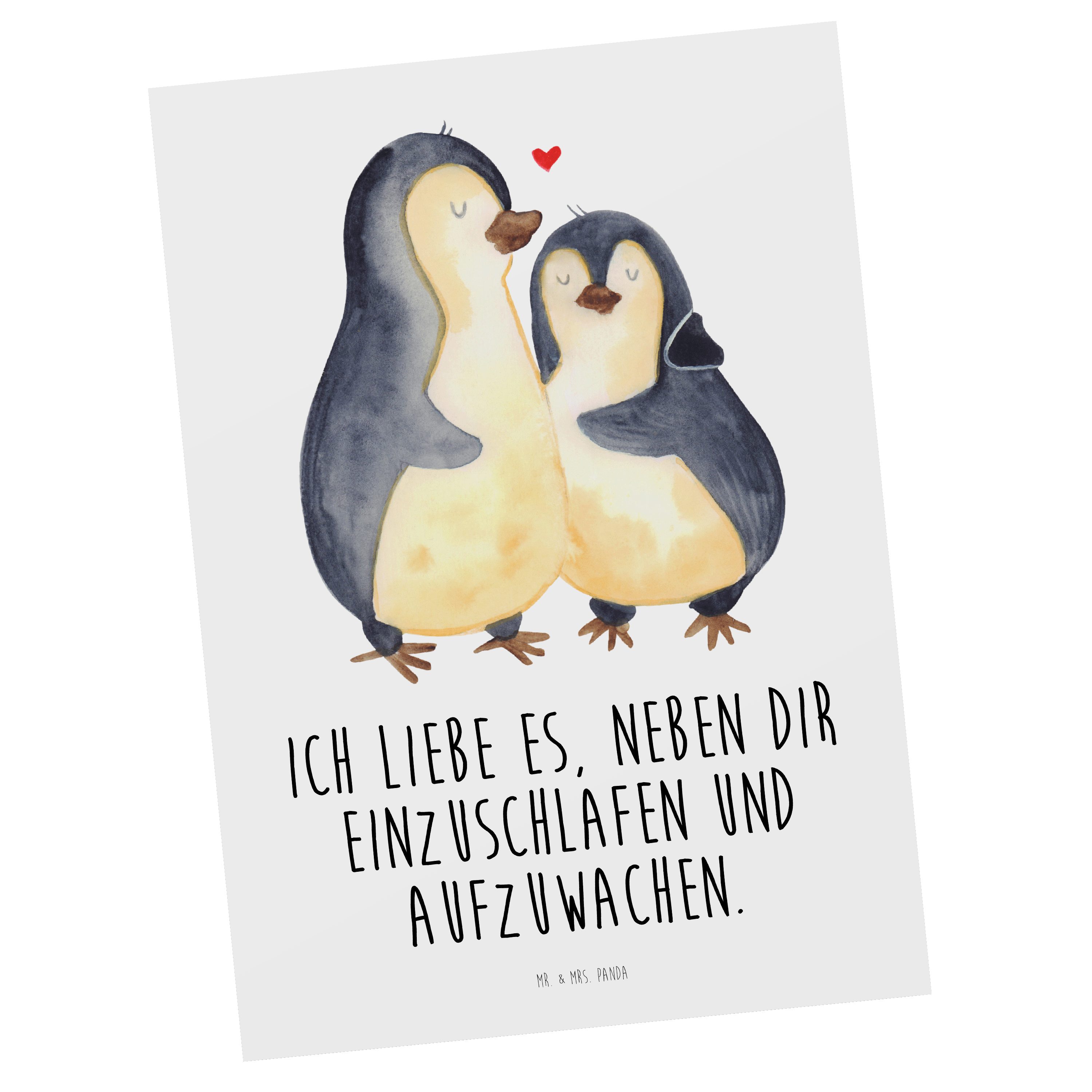 Geschenk Pinguine für Geschenk, Weiß - Ansich Mrs. Freundin, Einschlafen Panda Postkarte - & Mr.