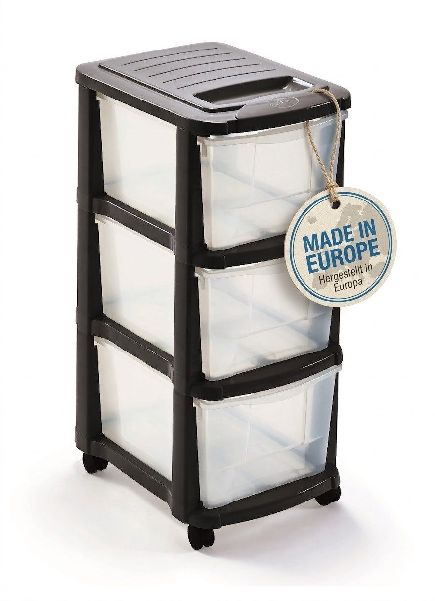 M home Rollwagen Schubladenrollwagen PLS6240 Rollcontainer Schubladenschrank Kunststoff, (Rollwagen mit 3 Schubladen und 4 Lenkrollen), mit 3 Schubalden
