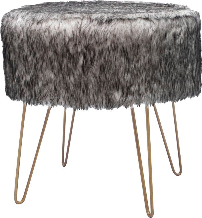 Kayoom Hocker Mio 1, Fellhocker in modernem Design, runde Form mit Metallbeinen (1 St), beeindruckend, teilweise handgefertigt, attraktive Farbgestaltung