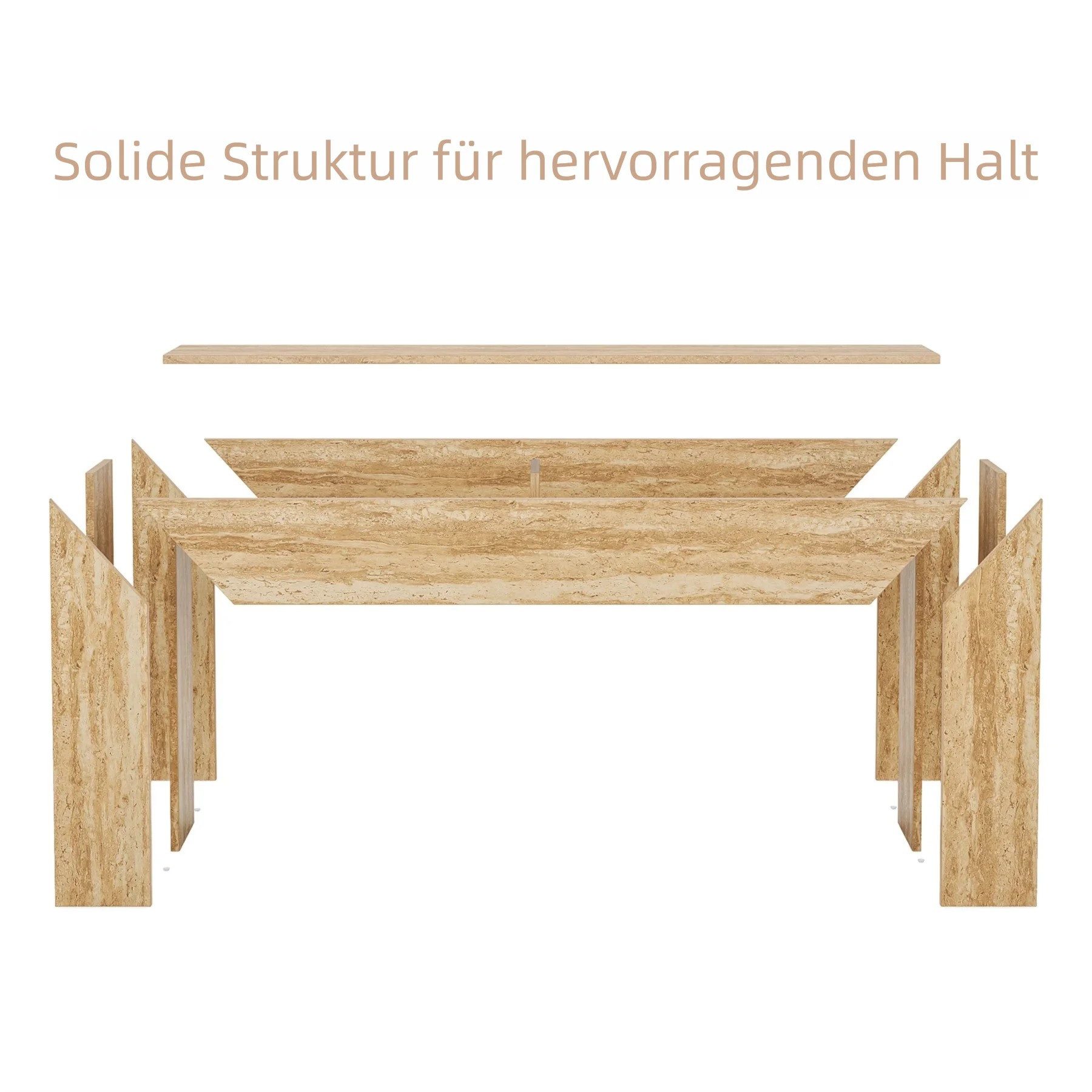 Tribesigns Konsolentisch 160 cm schmale Flurtisch, lange Sofatisch mit Kunst-Travertin Optik