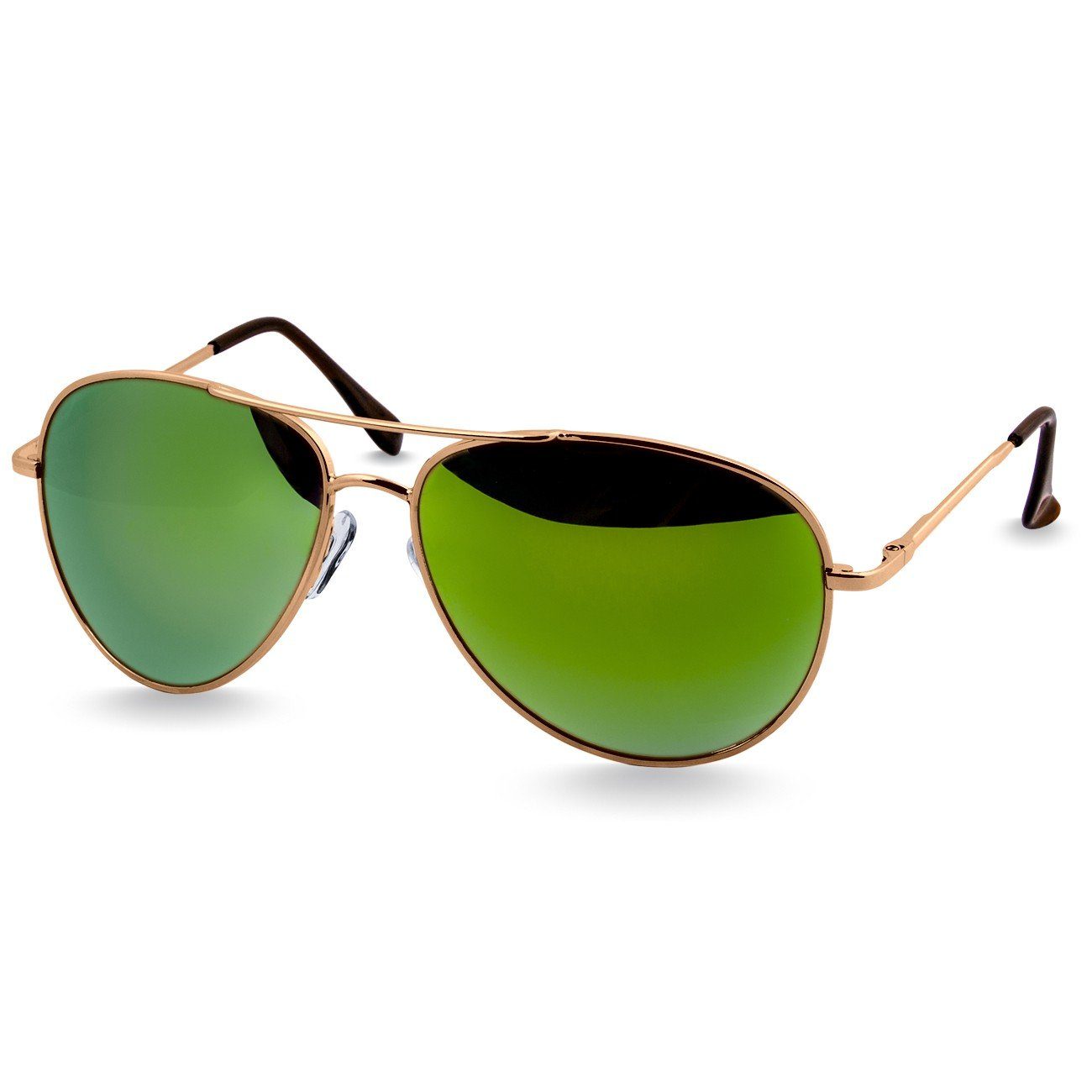 Caspar Sonnenbrille SG013 klassische Unisex Retro Pilotenbrille gold / grün verspiegelt