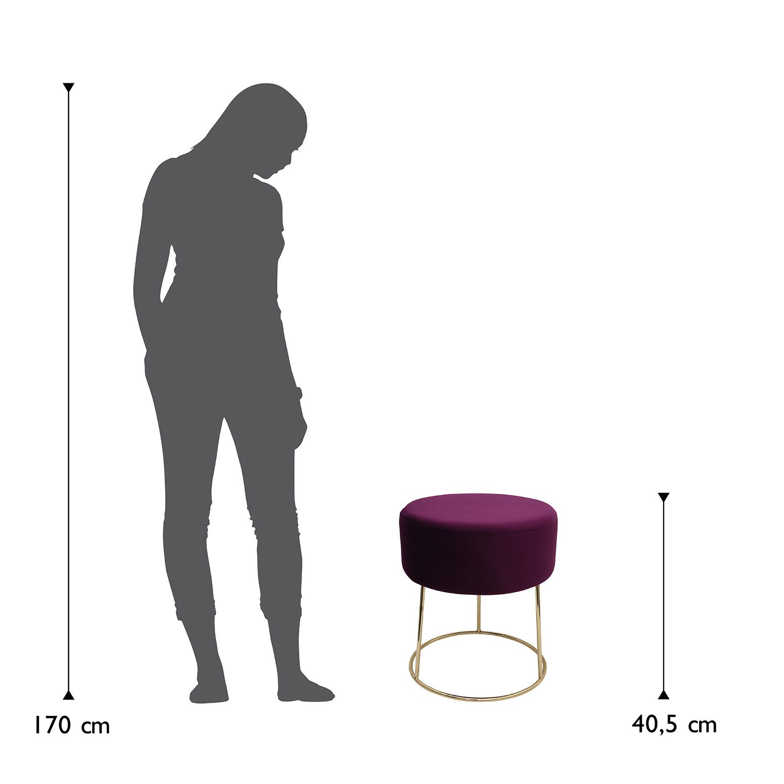 ECHTWERK Sitzwürfel Sitzhocker Marylin mit Samtbezug, Schminkhocker mit Met günstig online kaufen